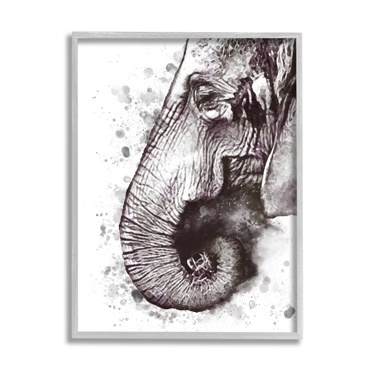 Stupell Industries Elephant Paint Splatter Gray Framed Wall Art